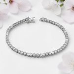 Silver tennis bracelet with sparkling zirconia stones