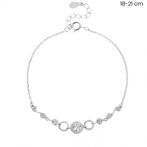Silver bracelet with zirconia stones and musical note decorations
