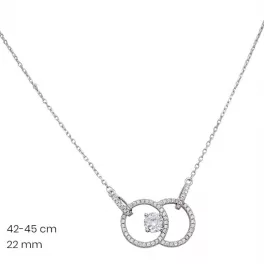 Silver necklace with double circle pattern