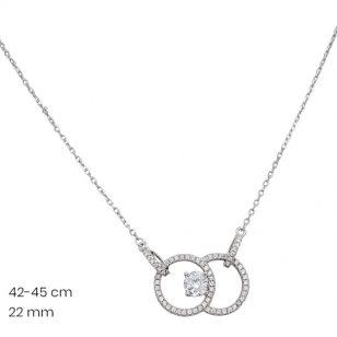 Silver necklace with double circle pattern