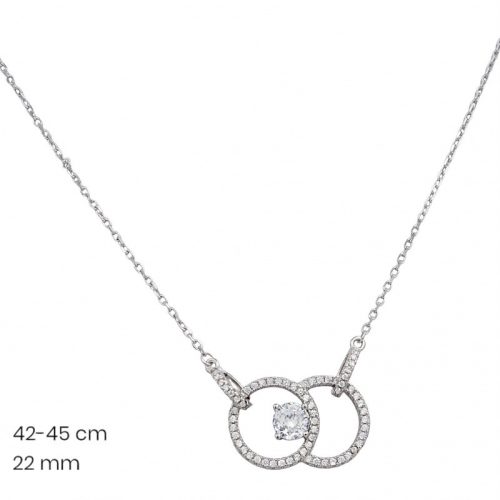 Silver necklace with double circle pattern