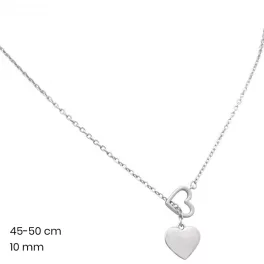   Silver collier necklace with Y-shaped heart pendant Without stones / No stones