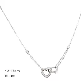 Silver necklace with heart and engagement ring design