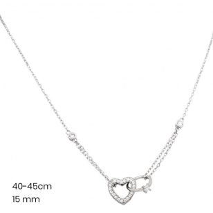 Silver necklace with heart and engagement ring design