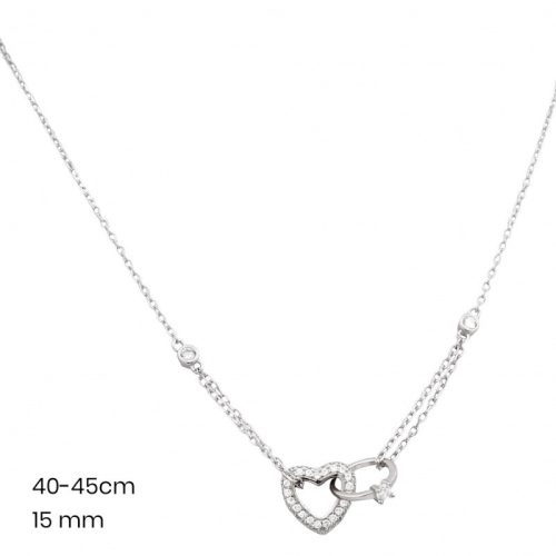 Silver necklace with heart and engagement ring design