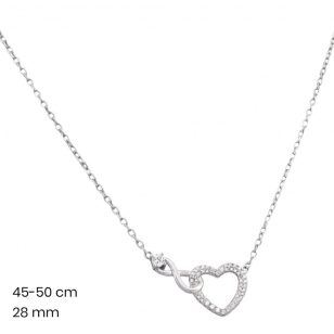Silver necklace with heart and infinity motif