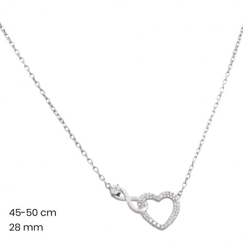 Silver necklace with heart and infinity motif