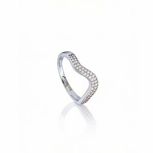 Silver ring with wave design