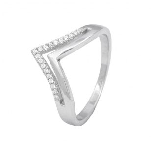 Silver ring in Victorian style with zirconia stones