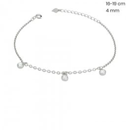 Silver bracelet with dangling zirconia stones