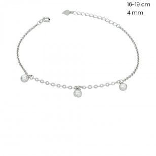 Silver bracelet with dangling zirconia stones