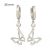 Silver hoop earrings with dangling butterflies