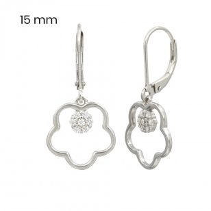 Silver drop / dangle earrings with flowers