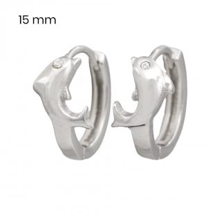 Silver small hoop earrings with dolphins