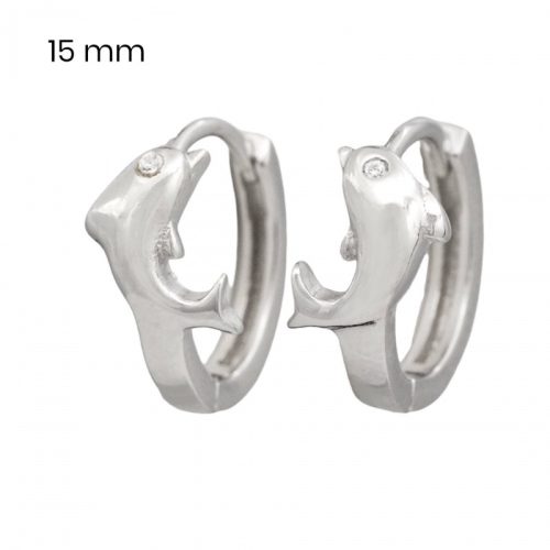 Silver small hoop earrings with dolphins
