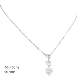 Silver necklace with three heart pendants