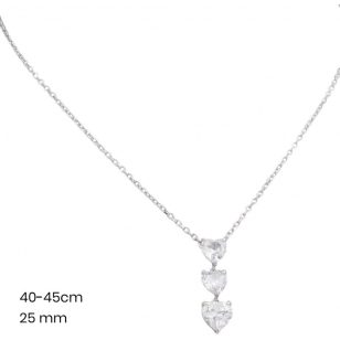 Silver necklace with three heart pendants