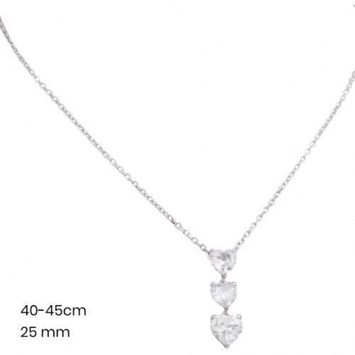 Silver necklace with three heart pendants