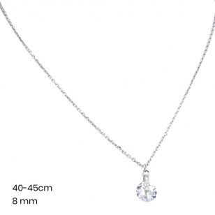 Silver chain with large zirconia pendant