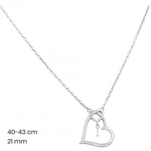 Silver chain with small heart and large heart pendants