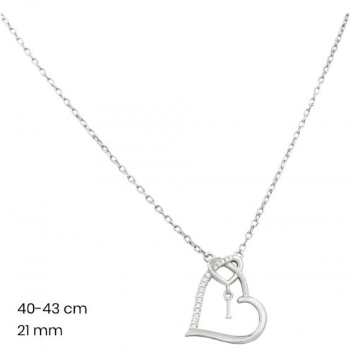 Silver chain with small heart and large heart pendants