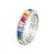Silver Infinity ring with colorful zirconia stones in a circle