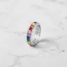 Ezüst Infinity gyűrű körben színes cirkónia kövekkel