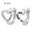 Silver-tone heart earrings with colorful zirconia stones
