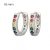 Small silver hoop earrings with rainbow stones