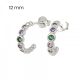 Silver half-hoop earrings with colorful studs