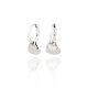Small silver hoop earrings with dangling hearts