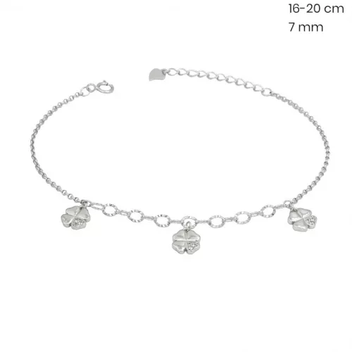 Silver four-leaf clover bracelet