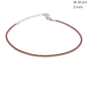 Silver bracelet with red stones