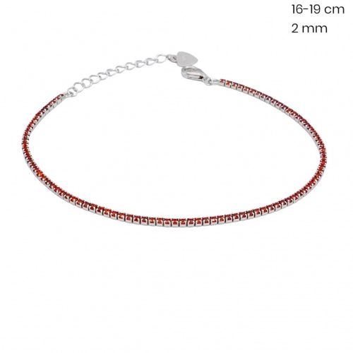 Silver bracelet with red stones