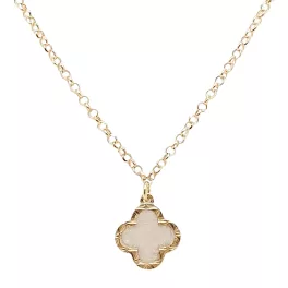   Gold-plated silver pendant necklace with mother-of-pearl four-leaf clover pendant