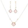 Gold-plated silver necklace with pink four-leaf clover