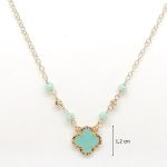 Gold-plated silver necklace with turquoise four-leaf clover