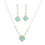 Gold-plated silver necklace with turquoise four-leaf clover