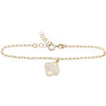Gold-plated silver bracelet with mother-of-pearl four-leaf clover pendant