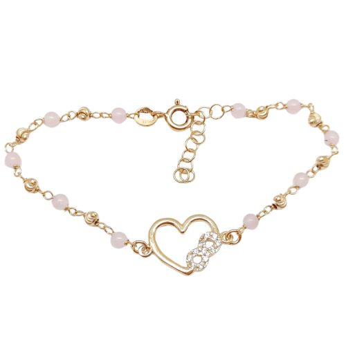 Gold-plated silver bracelet with heart and infinity pendant