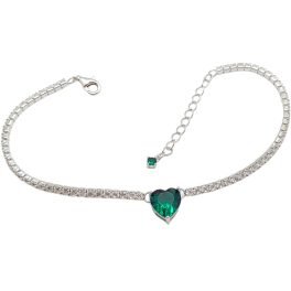Silver bracelet with green zirconia heart