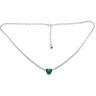 Silver necklace with green zirconia heart