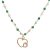 Silver necklace with green malachite beads and heart pendant