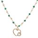 Silver necklace with green malachite beads and heart pendant
