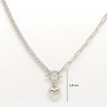 Silver heart charm necklace with mismatched chain