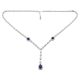Silver necklace with blue stones and dark blue drop