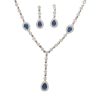 Silver necklace with blue stones and dark blue drop
