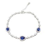 Blue stone silver bracelet with dark blue drop