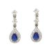 Blue stone silver drop / dangle earrings with dark blue drop