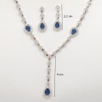 Blue stone silver drop / dangle earrings with dark blue drop